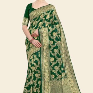 New Banarasi Silk Saree for Women Green Kanjivaram Wedding Collection 2025 Latest Design