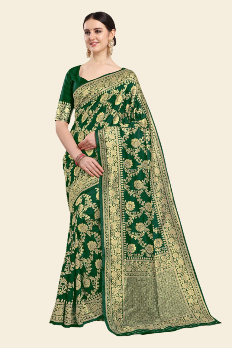 New Banarasi Silk Saree for Women Green Kanjivaram Wedding Collection 2025 Latest Design