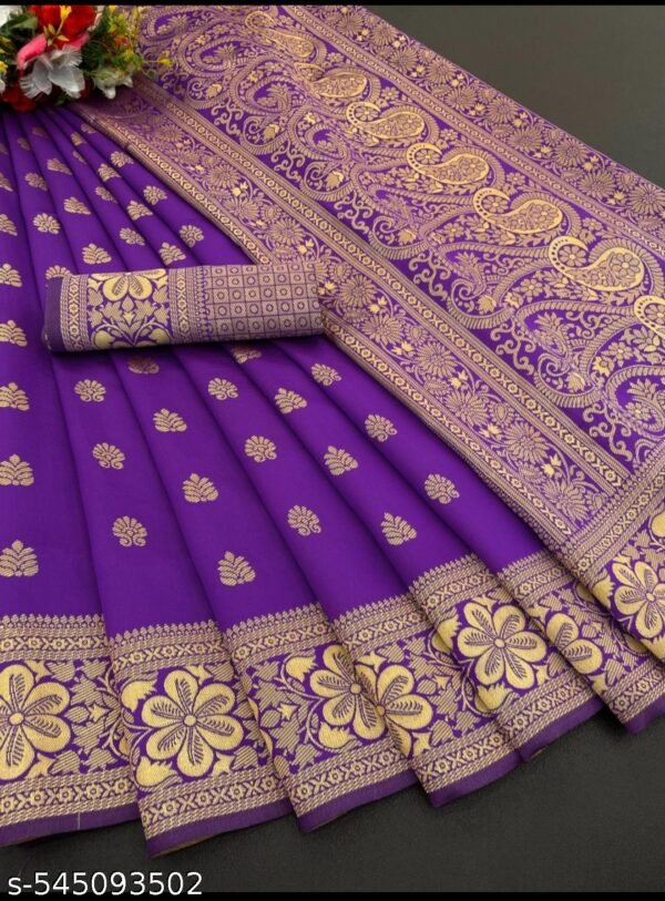 Paithani Silk Saree for Women with Blouse New Banarasi Design Blue Color Wedding & Party Wear