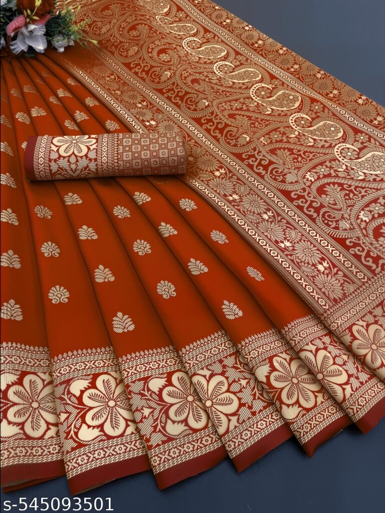Paithani Silk Saree for Women with Blouse New Banarasi Design Maroom Color Wedding & Party Wear