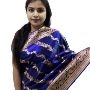 Premium Pure Satin Blue saree for women