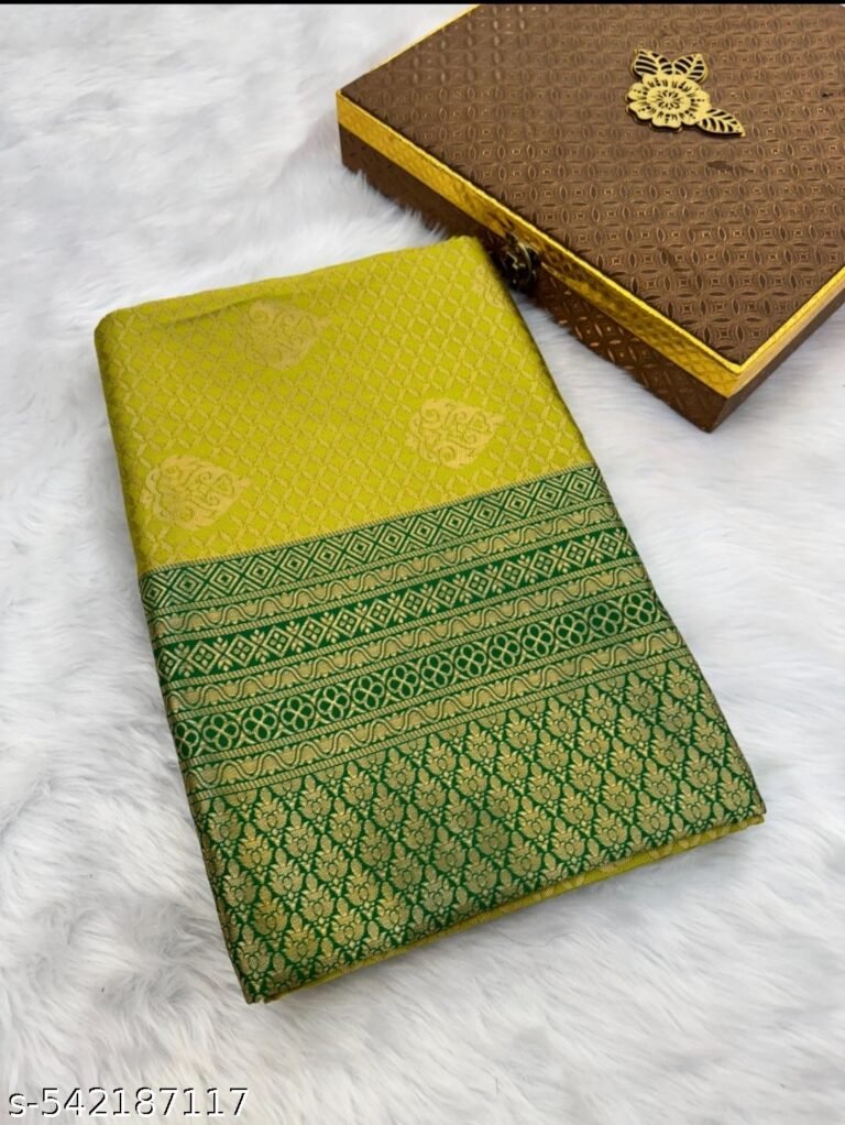 Banarasi Silk Saree for Women New Design Yellow Color Wedding Party Wear with Blouse